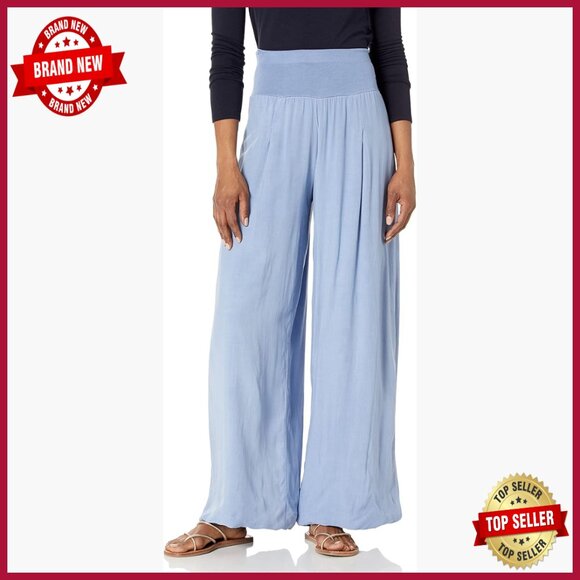 High-Waist Wide Leg Palazzo Pants Relaxed Fit Rayon Viscose Casual